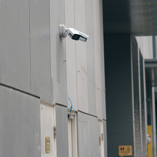 Image of exterior security camera of a NC commercial security systems provided by Protection Systems, Inc.